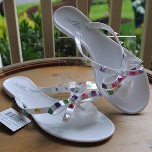 NWT NIB Jelly Sandal WHITE Colorful BOWS RESTOCK